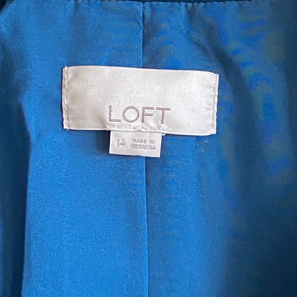 LOFT Teal Velvet Blazer Size 14 NWOT - Picture 5 of 8